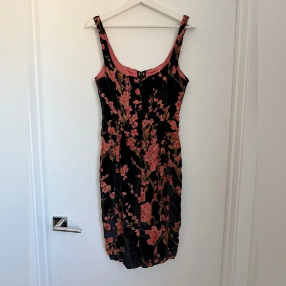 House of CB London Lexi Black and Floral Devore Velvet Corset Midi Dress - Picture 6 of 10